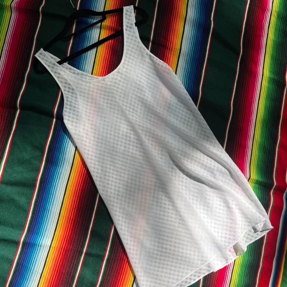 VTG 80s 'Satin & Beaux' super cute SHEER WHITE GINGHAM slip dress!